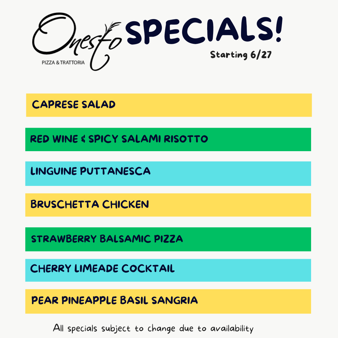 Weekly Specials - Please call for more info