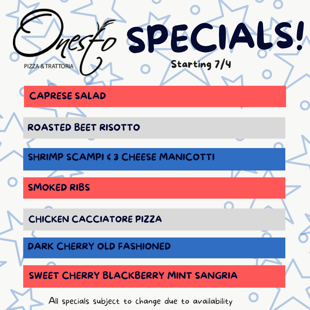Weekly Specials - Please call for more info